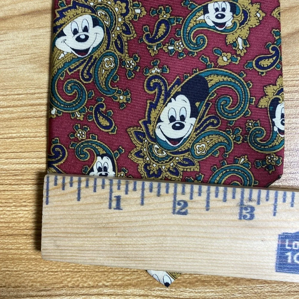 Disney Mickey Mouse Silk Necktie Balancine Paisley Multicolor Handmade